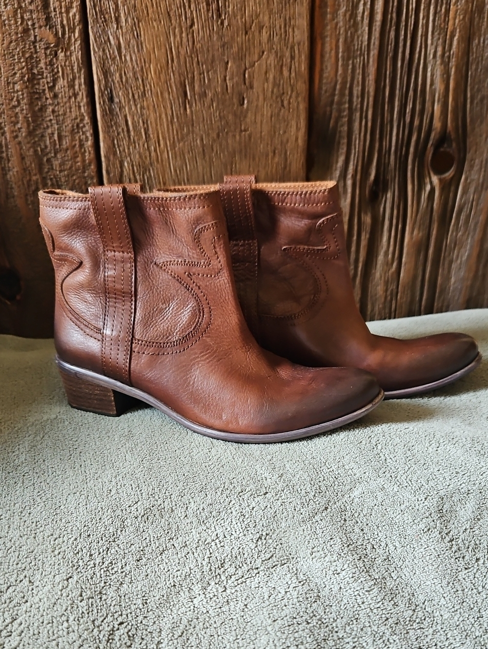 Lucky Brand Brown Leather Ankle Booties-NWOT